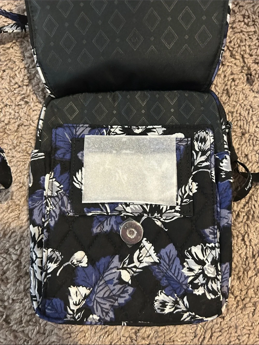 Vera Bradley Black, White & Purple Floral Quilted Crossbody